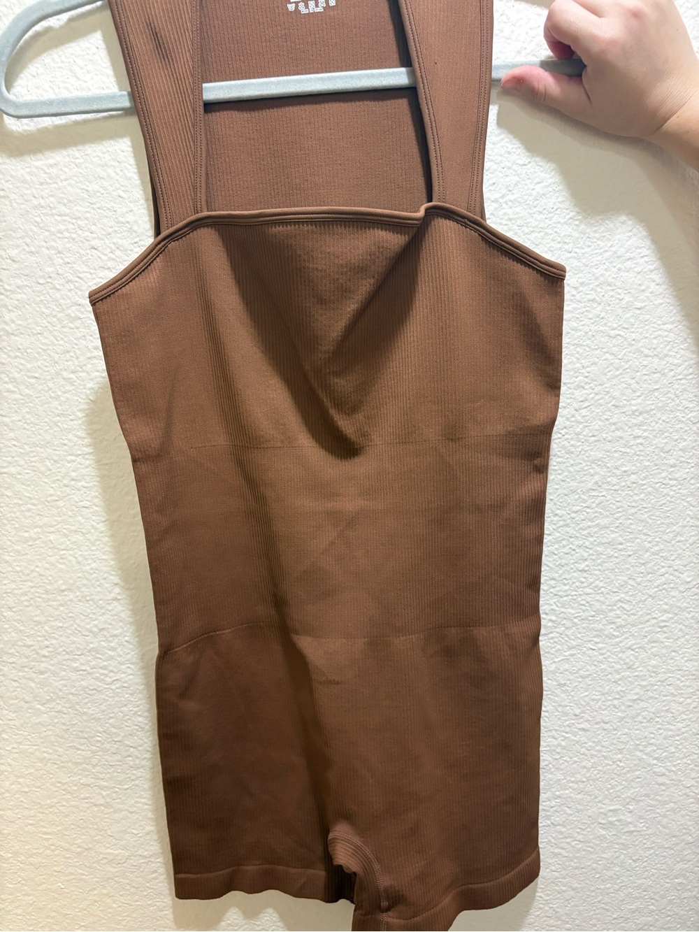 Ribbed Brown Sleeveless Romper